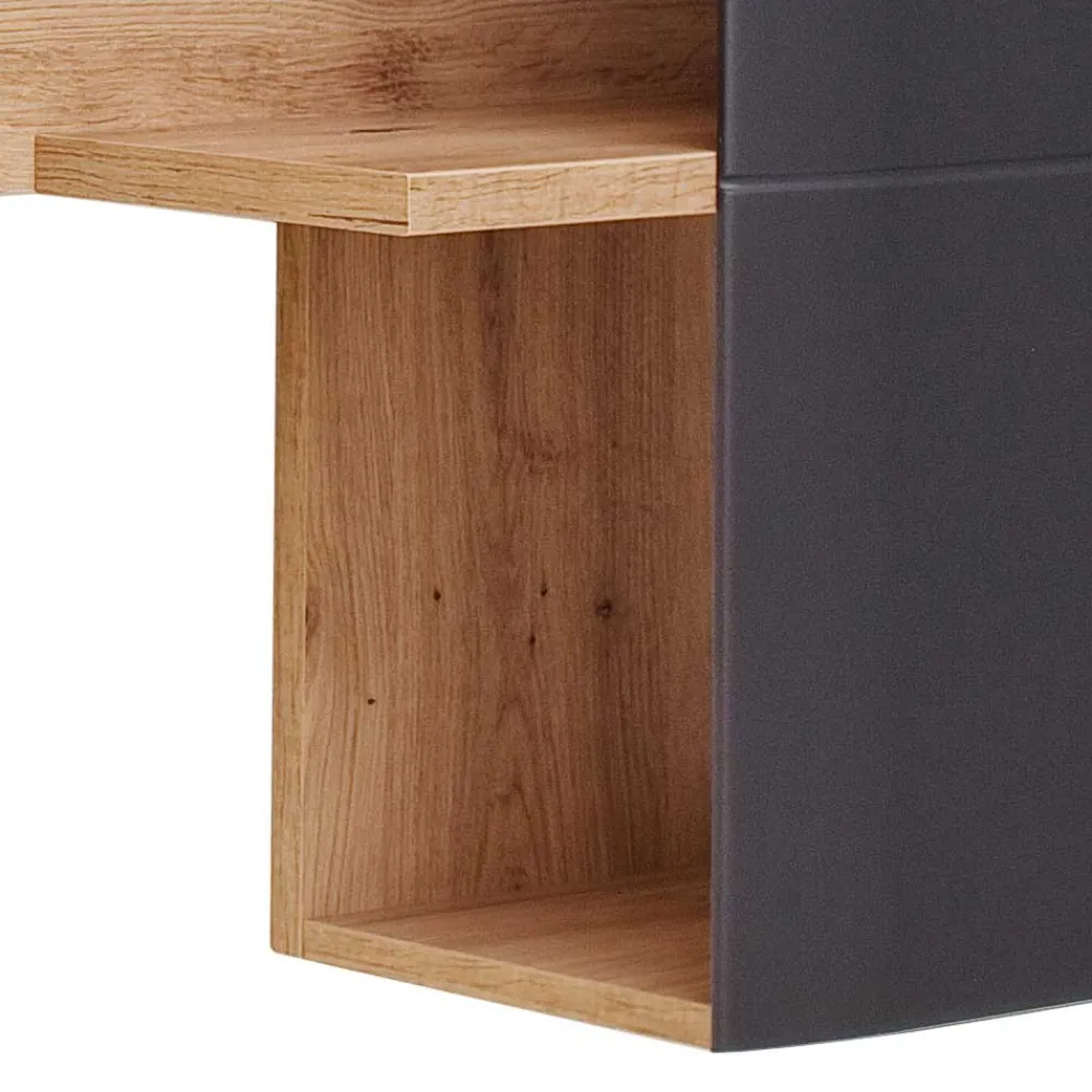 Wohnen Esszimmerregale|Regale*Design Wandboard Regal in Eichefarben & Grau - Vecenda