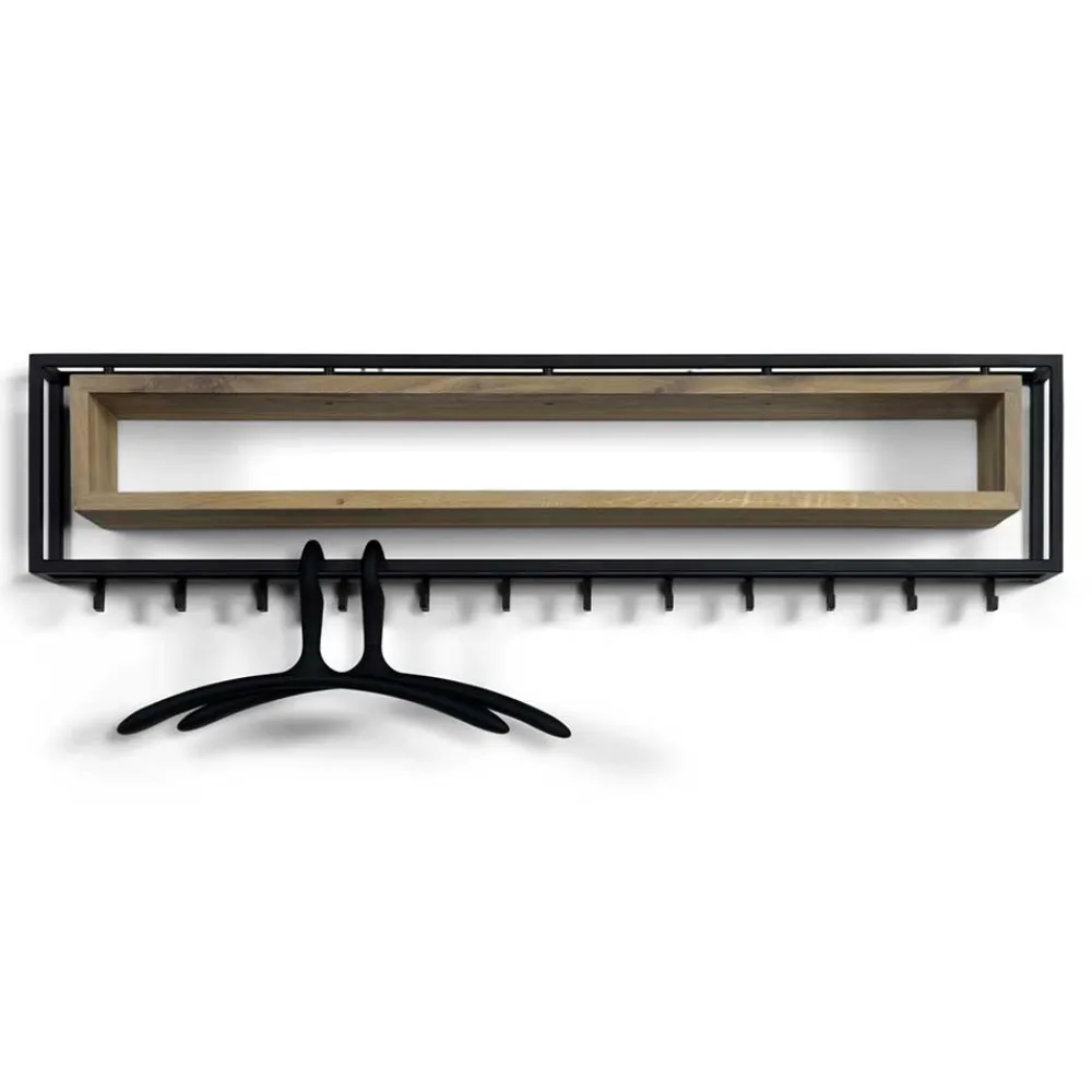 Wohnen Bürogarderoben*Design Wandgarderobe aus Eiche & Stahl - Acke