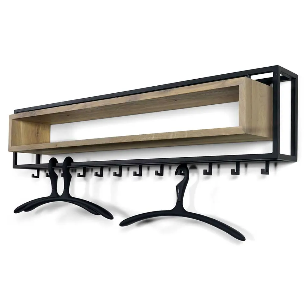 Wohnen Bürogarderoben*Design Wandgarderobe aus Eiche & Stahl - Acke