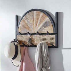 Wohnen Design Wandgarderobe mit Wiener Geflecht & Holz - Leiria