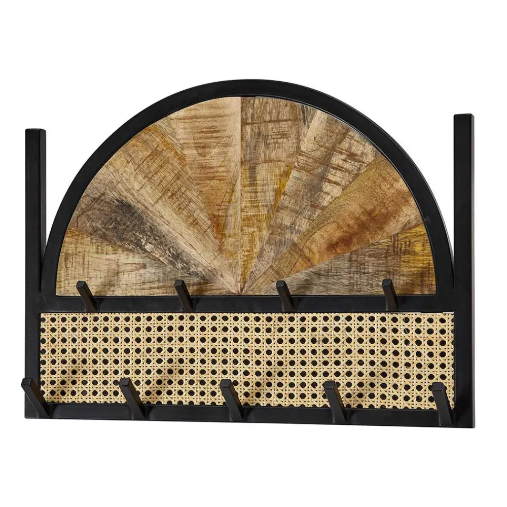 Wohnen Design Wandgarderobe mit Wiener Geflecht & Holz - Leiria