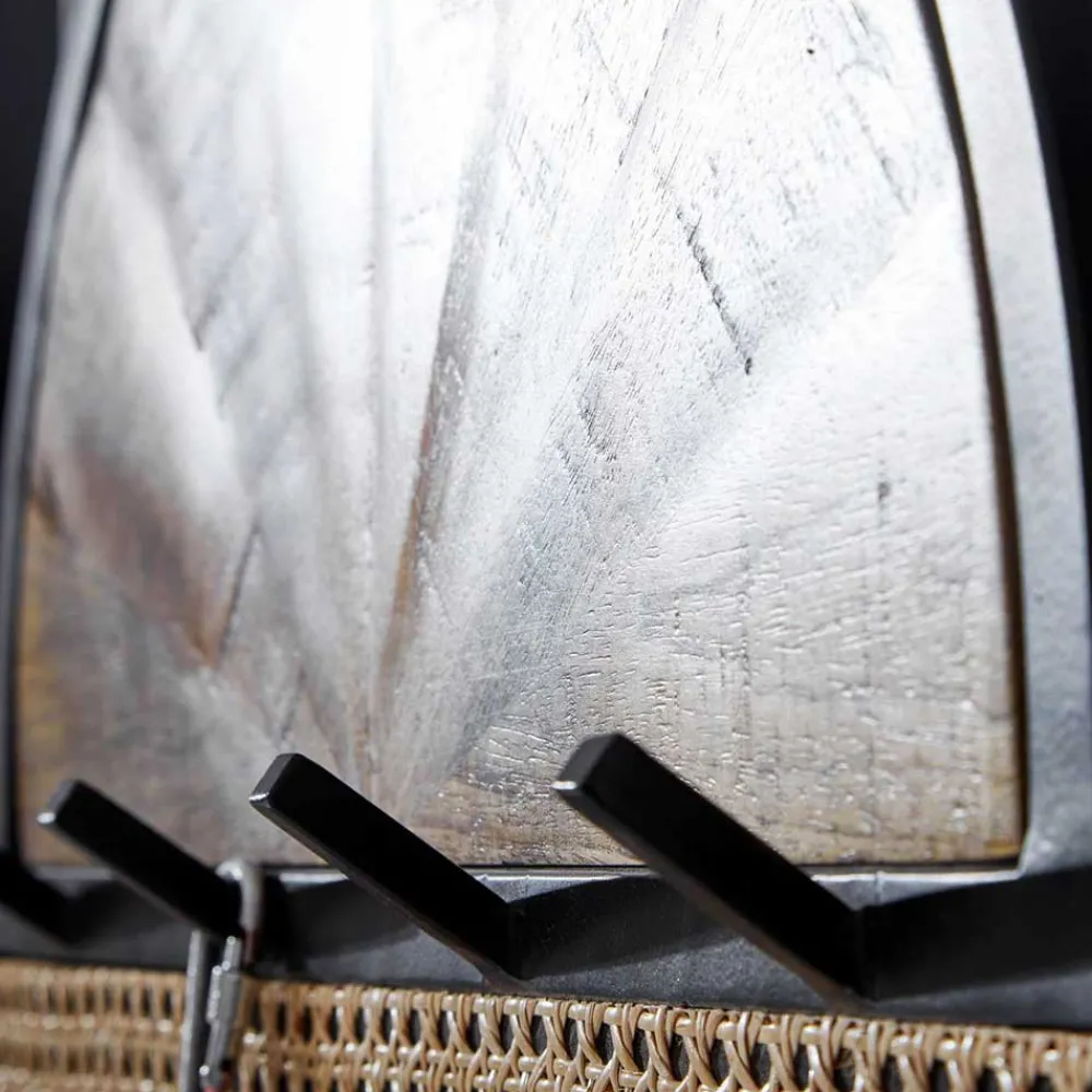 Wohnen Design Wandgarderobe mit Wiener Geflecht & Holz - Leiria