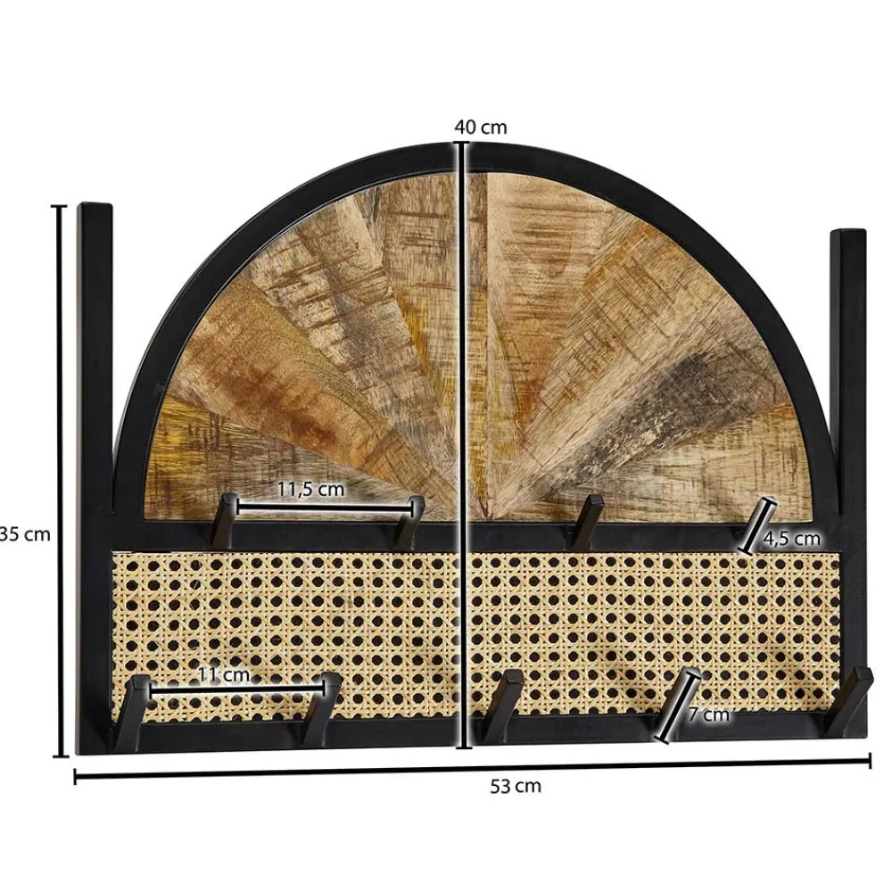 Wohnen Design Wandgarderobe mit Wiener Geflecht & Holz - Leiria