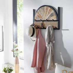 Wohnen Design Wandgarderobe mit Wiener Geflecht & Holz - Leiria