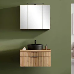 Wohnen Design Waschtisch Set mit schwarzem Becken - Crystoga (zweiteilig)