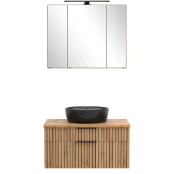 Wohnen Design Waschtisch Set mit schwarzem Becken - Crystoga (zweiteilig)