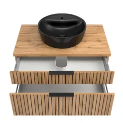 Wohnen Design Waschtisch Set mit schwarzem Becken - Crystoga (zweiteilig)