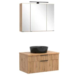 Wohnen Design Waschtisch Set mit schwarzem Becken - Crystoga (zweiteilig)