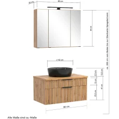 Wohnen Design Waschtisch Set mit schwarzem Becken - Crystoga (zweiteilig)