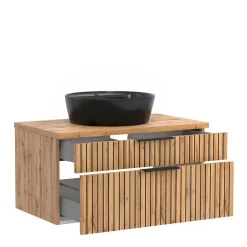 Wohnen Design Waschtisch Set mit schwarzem Becken - Crystoga (zweiteilig)