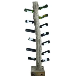 Wohnen Design Weinregal aus Holzstamm Teak massiv - Teako