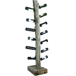 Wohnen Design Weinregal aus Holzstamm Teak massiv - Teako