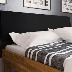 Wohnen Schwarze Möbel|Naturholzmöbel*Design Wildeichebett mit schwarzem Kopfteil - Olbysca I