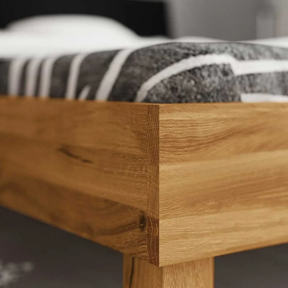 Wohnen Schwarze Möbel|Naturholzmöbel*Design Wildeichebett mit schwarzem Kopfteil - Olbysca I