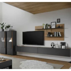 Wohnen Wohnzimmerschränke*Design Wohnwand als günstiges Set - Ahilav (fünfteilig)