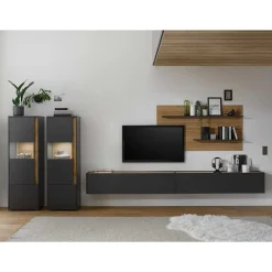 Wohnen Wohnzimmerschränke*Design Wohnwand als günstiges Set - Ahilav (fünfteilig)