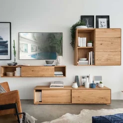 Wohnen Wohnwände|Wohnwand*Design Wohnwand aus Massivholz - Sinta (dreiteilig)