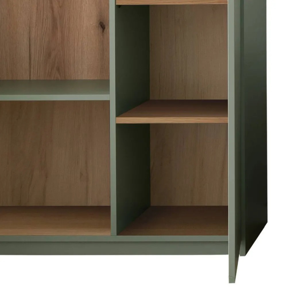 Wohnen Wohnwände|Wohnwand*Design Wohnwand in Graugrün und Eiche - Kwin (dreiteilig)