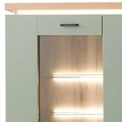 Wohnen Wohnwände|Wohnwand*Design Wohnwand in Graugrün und Eiche - Kwin (dreiteilig)