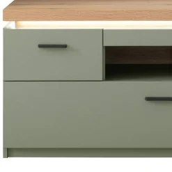 Wohnen Wohnwände|Wohnwand*Design Wohnwand in Graugrün und Eiche - Kwin (dreiteilig)