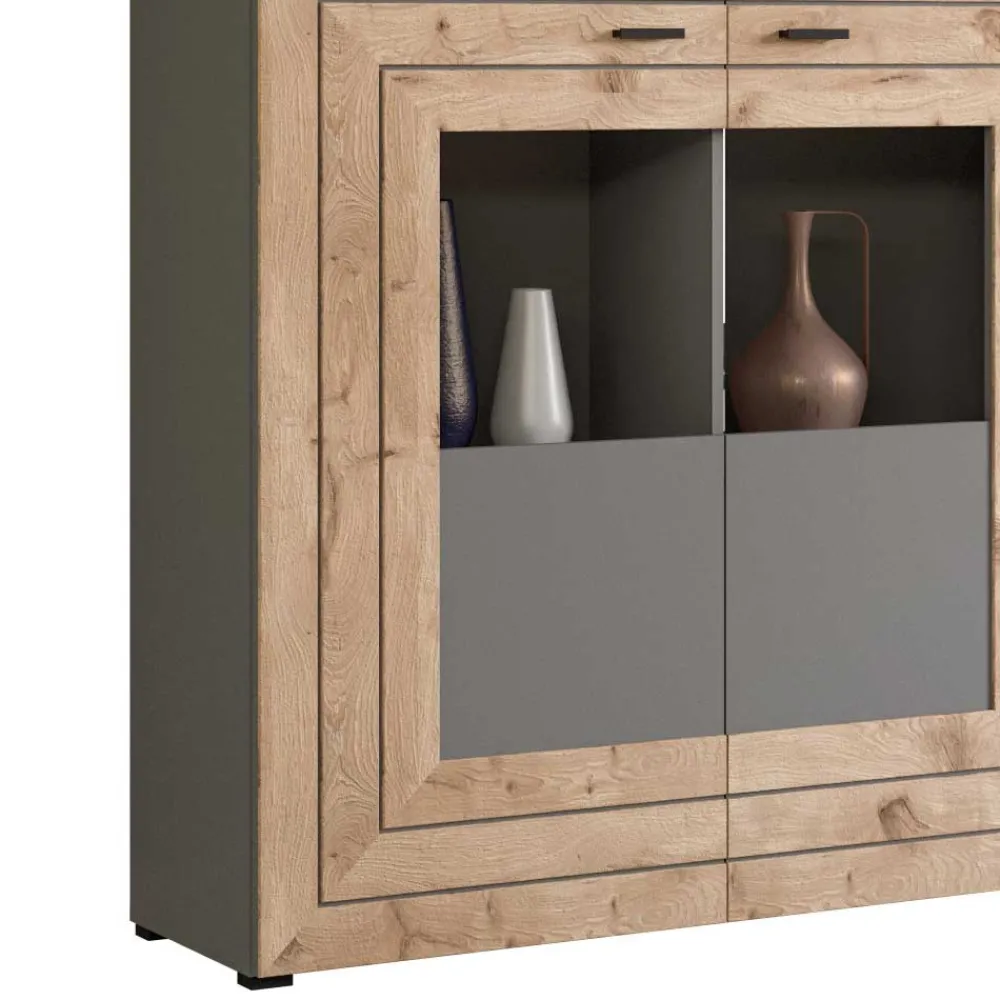 Wohnen Highboards*Design Wohnzimmerschrank mit Glaseinsätzen - Scarlett