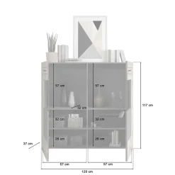 Wohnen Highboards*Design Wohnzimmerschrank mit Glaseinsätzen - Scarlett