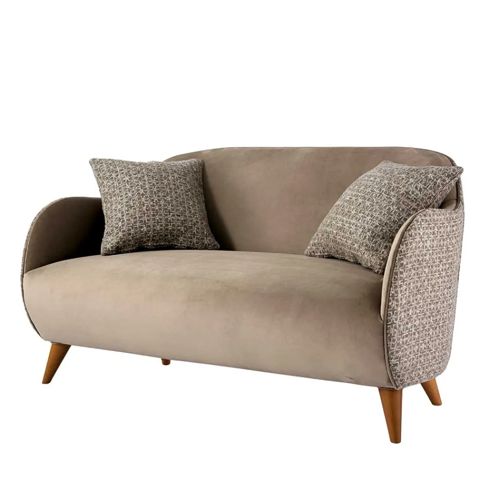Wohnen Sofas|Sofa*Design Zweisitzer in Beige und Hellbraun - Maria
