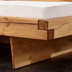 Wohnen Graue Möbel|Naturholzmöbel*Design-Balkenbett mit Polsterkopfteil - Kalastania