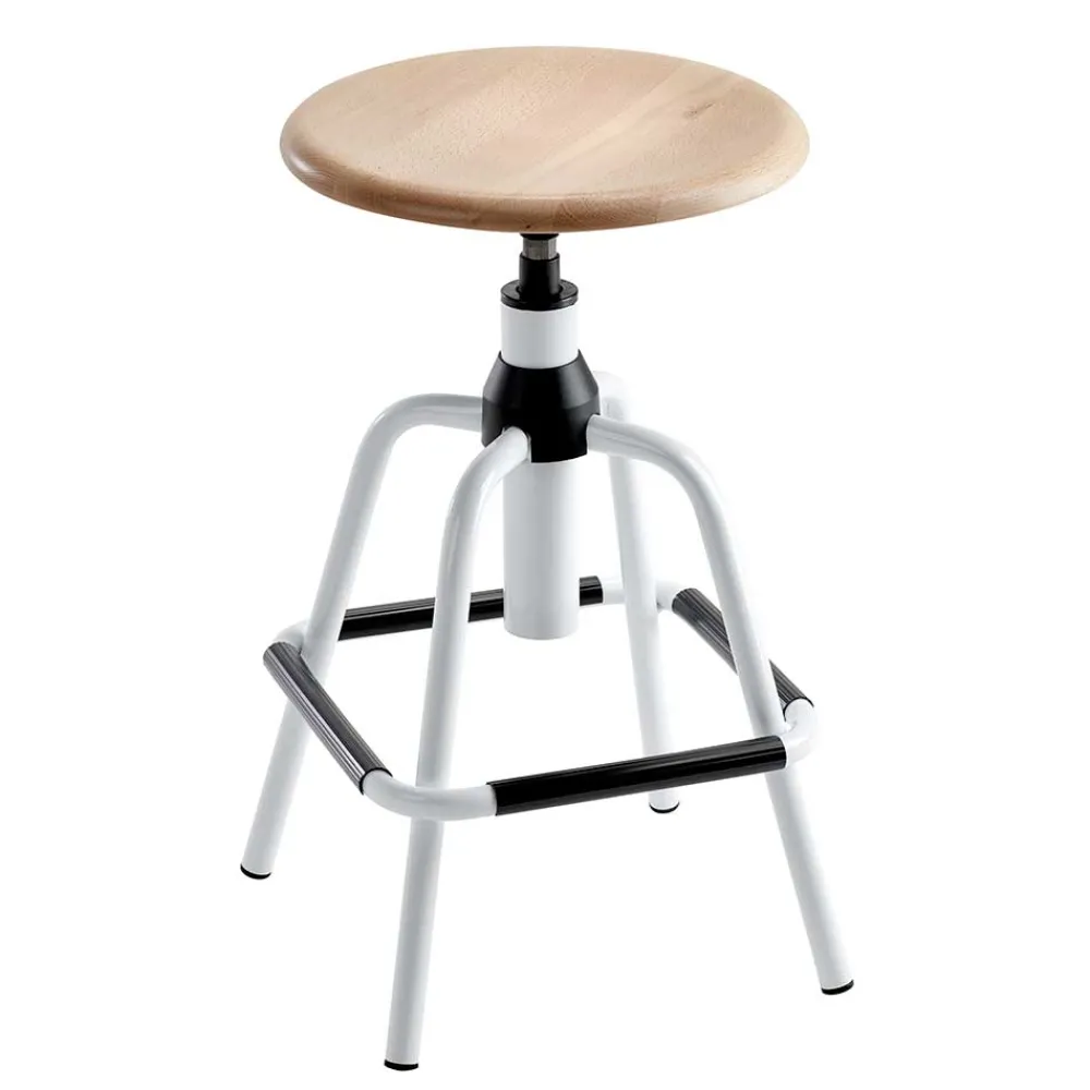 Wohnen Bürostühle*Designbarhocker mit Holzsitz rund - Spring