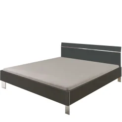 Wohnen Designbett in Dunkelgrau mit Chrom - Bambina