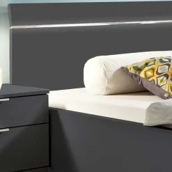 Wohnen Designbett in Dunkelgrau mit Chrom - Bambina