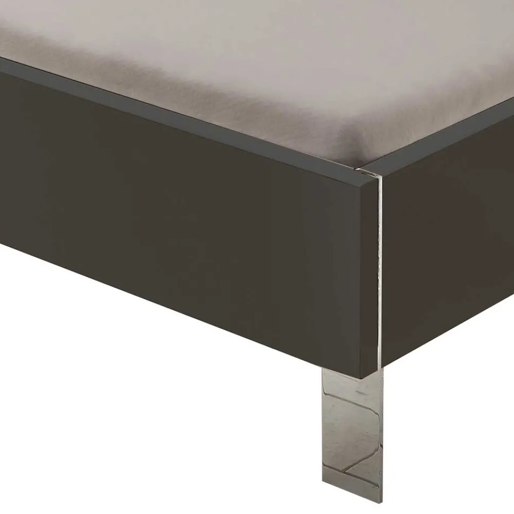 Wohnen Designbett in Dunkelgrau mit Chrom - Bambina