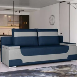 Wohnen Schlafsofas*Design-Bettcouch in Dunkelblau und Hellgrau - Brooks