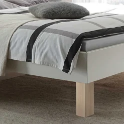 Wohnen Design-Doppelbett in hellem Esche Dekor & Weiß - Ezianas
