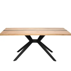 Wohnen Design-Eichentisch mit Buchenholz-Spidergestell - Drakura