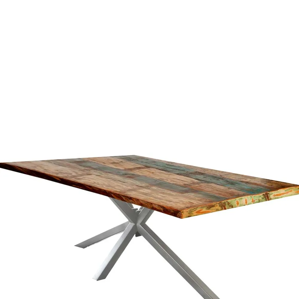 Wohnen Graue Möbel|Naturholzmöbel*Designer Altholz Esstisch in Mehrfarbig - Dembley