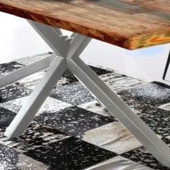 Wohnen Graue Möbel|Naturholzmöbel*Designer Altholz Esstisch in Mehrfarbig - Dembley