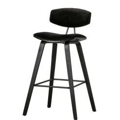 Wohnen Designer Barstuhl in Schwarz Samt - Laccaro (2er Set)
