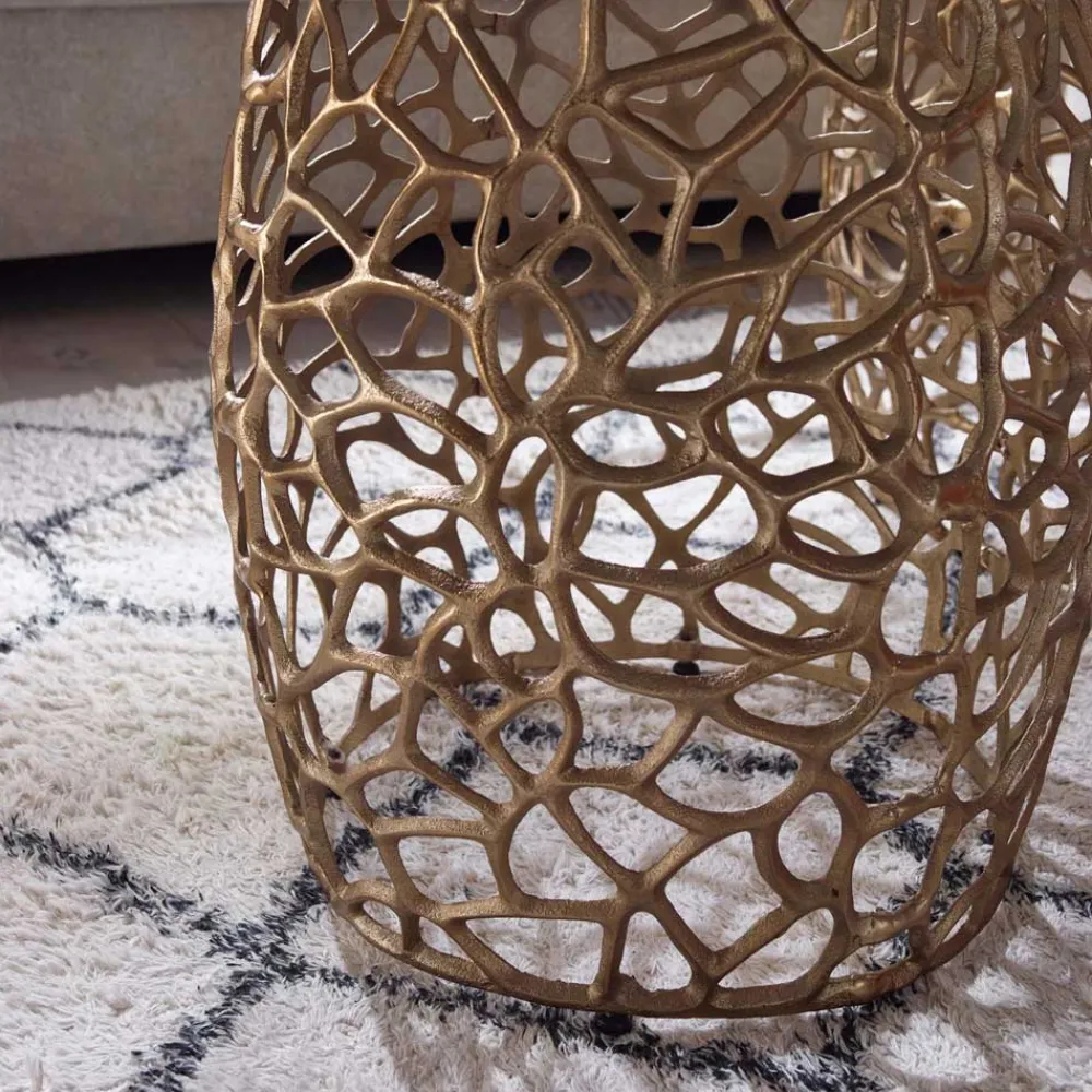 Wohnen Küchentische|Couchtisch*Designer Beistelltische aus Alu in Gold - Parakou (zweiteilig)