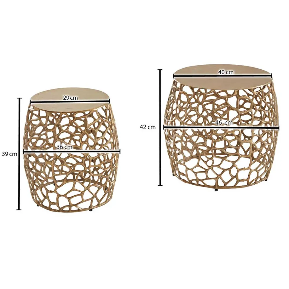 Wohnen Küchentische|Couchtisch*Designer Beistelltische aus Alu in Gold - Parakou (zweiteilig)