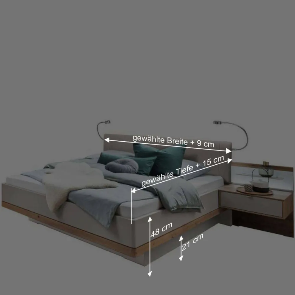 Wohnen Betten|Betten*Designer Doppelbett & Nachttische - Crascanu (dreiteilig)