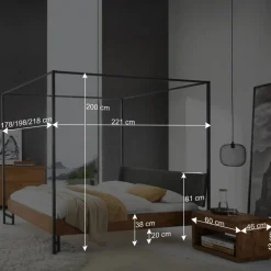 Wohnen Graue Möbel|Naturholzmöbel*Designer Himmelbett als Doppelbett - Adea