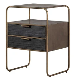 Wohnen Nachttische*Designer Nachtkommode in Schwarz & Altmessing - Sianner