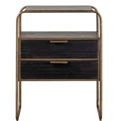 Wohnen Nachttische*Designer Nachtkommode in Schwarz & Altmessing - Sianner