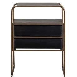 Wohnen Nachttische*Designer Nachtkommode in Schwarz & Altmessing - Sianner