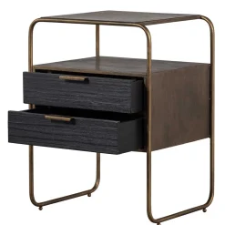 Wohnen Nachttische*Designer Nachtkommode in Schwarz & Altmessing - Sianner