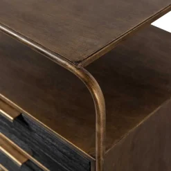 Wohnen Nachttische*Designer Nachtkommode in Schwarz & Altmessing - Sianner