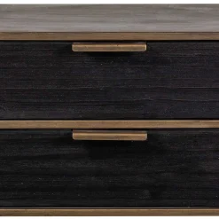 Wohnen Nachttische*Designer Nachtkommode in Schwarz & Altmessing - Sianner