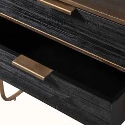 Wohnen Nachttische*Designer Nachtkommode in Schwarz & Altmessing - Sianner