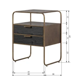 Wohnen Nachttische*Designer Nachtkommode in Schwarz & Altmessing - Sianner